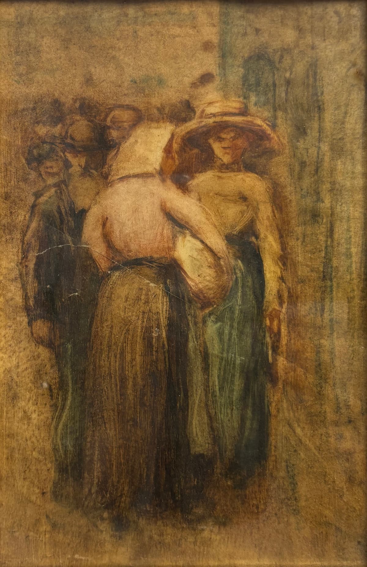 Utcai jelenet kalapos nőkkel