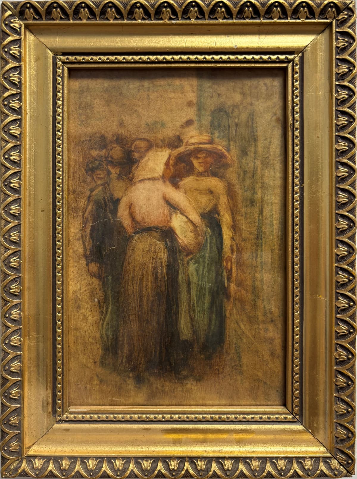 Utcai jelenet kalapos nőkkel