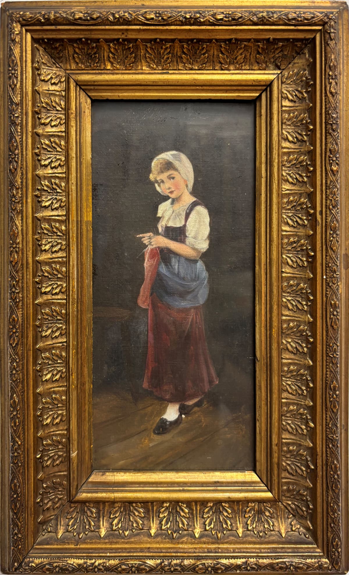 Leányka piros kendővel