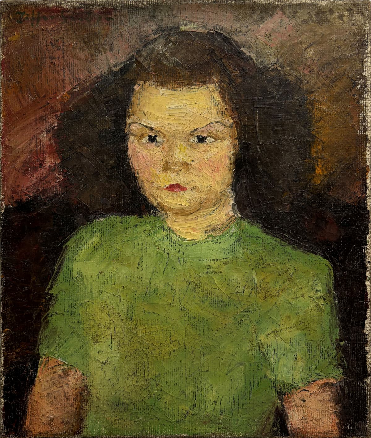 Zöld ruhás lány portréja