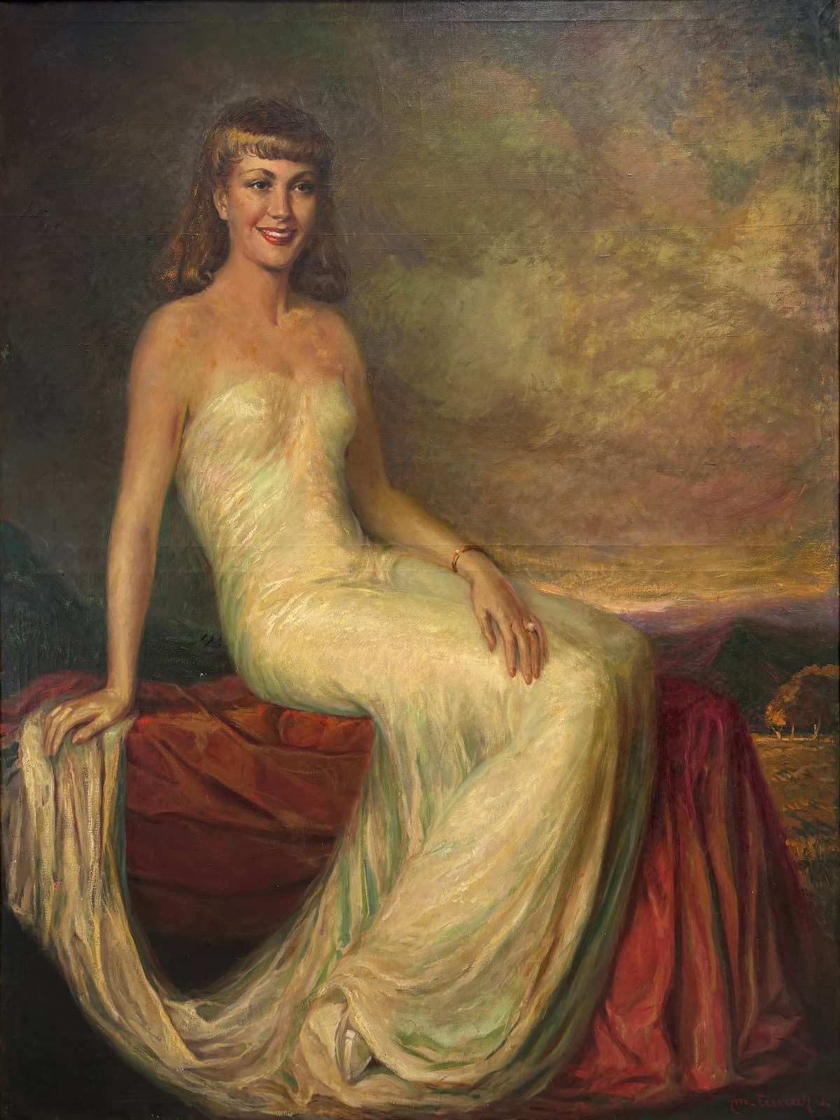 Elegáns hölgy fehér ruhában