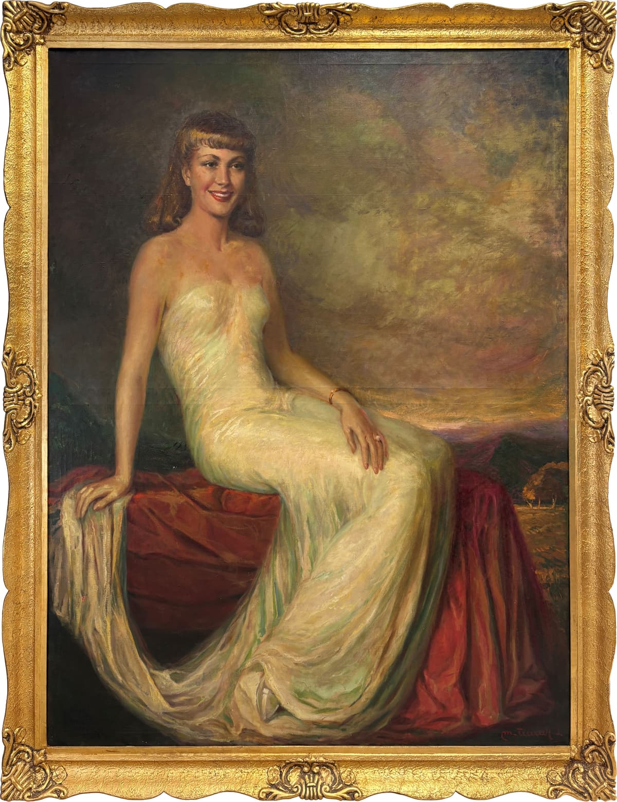 Elegáns hölgy fehér ruhában