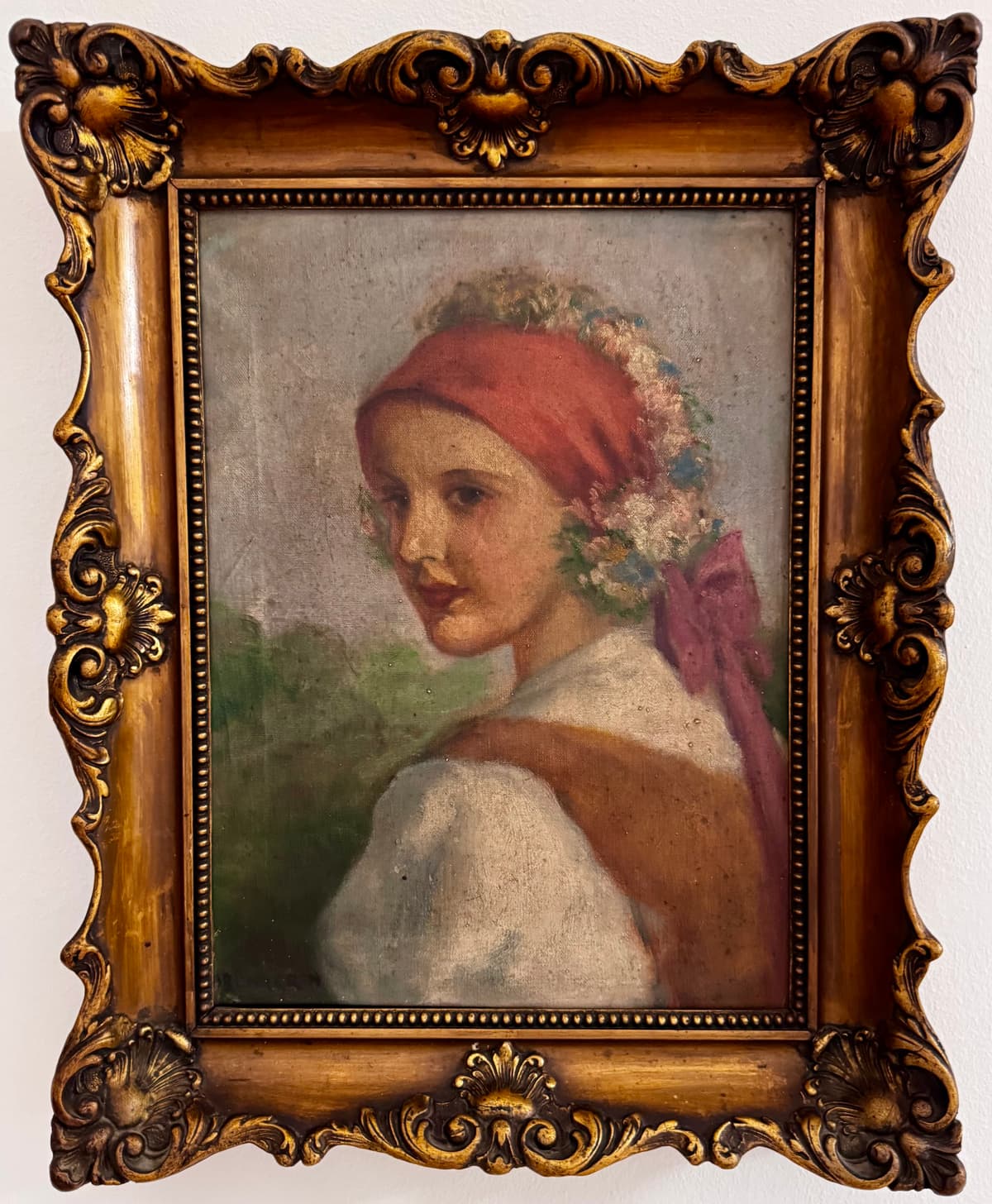 Portrait of a little girl in folk costume
