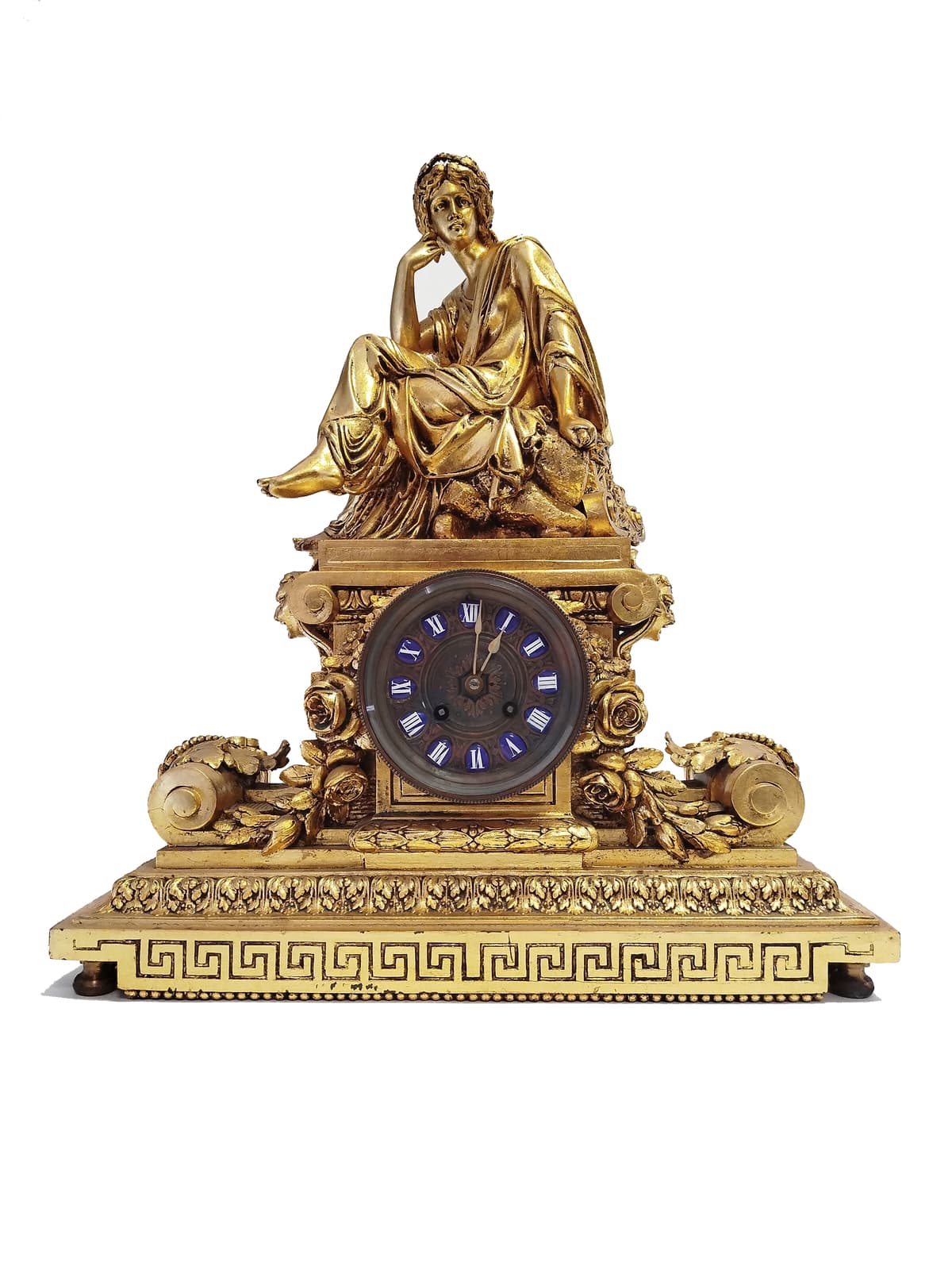 Elmélkedő múzsa - ormolu kandallóórája