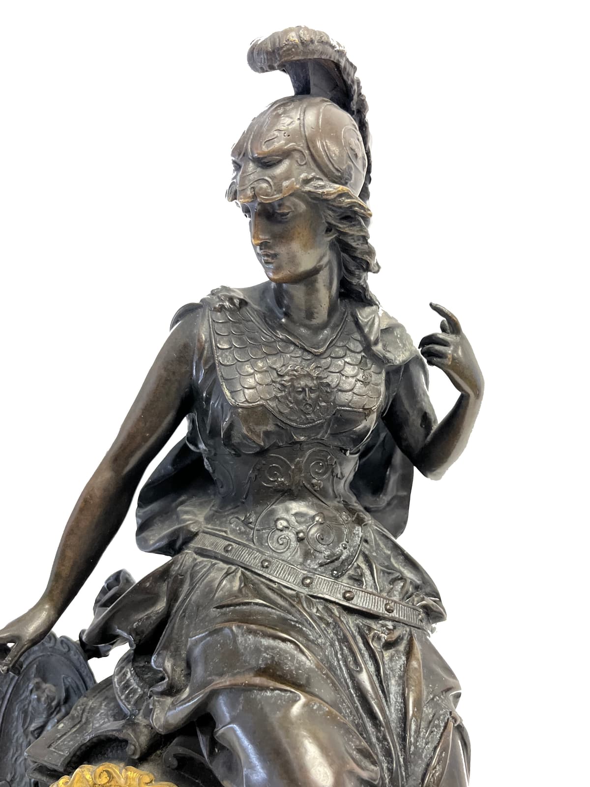 Kandallóóra - Pallas Athéné Istennő -  ülő szobrával díszítve