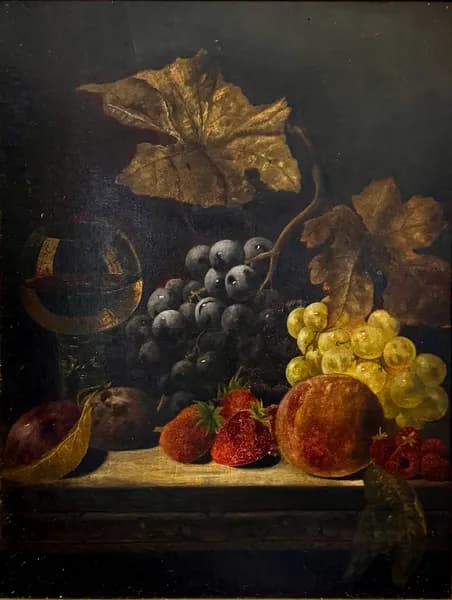 Still life with fruits and a glas of wine