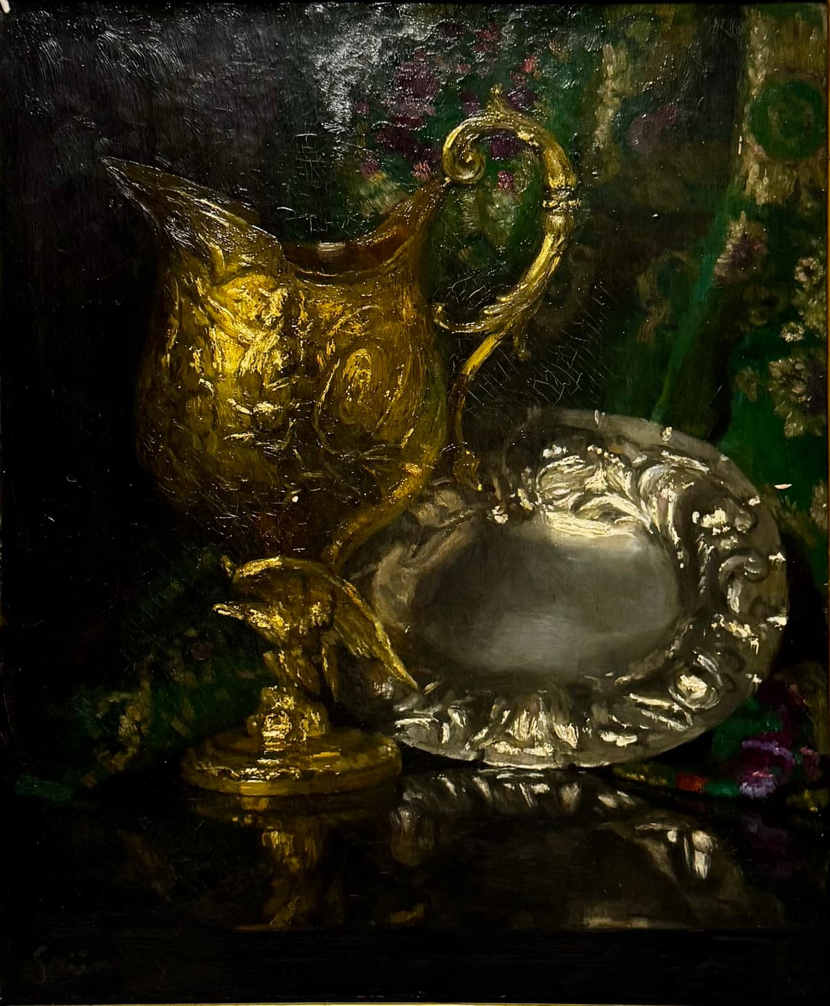 Arany kancsó ezüst tálcával