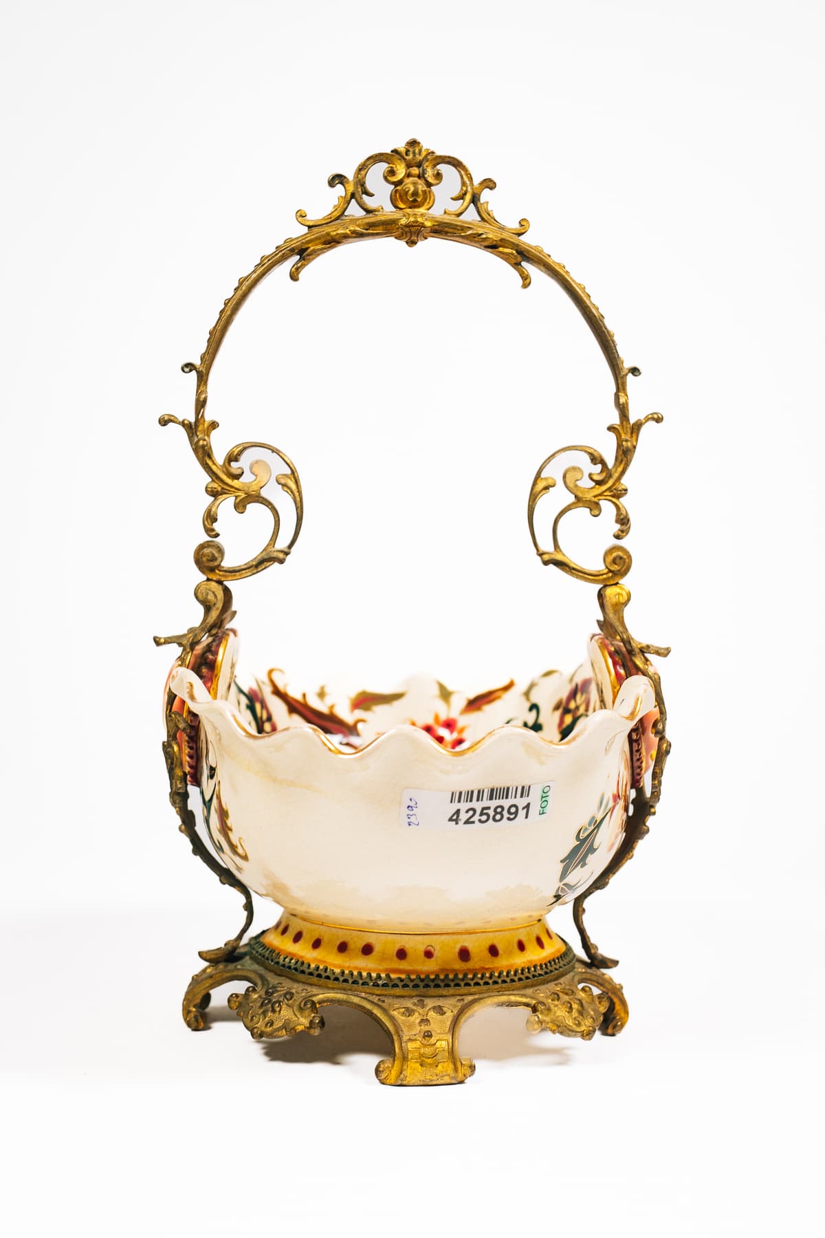 Zsolnay - Virágindás kosártál