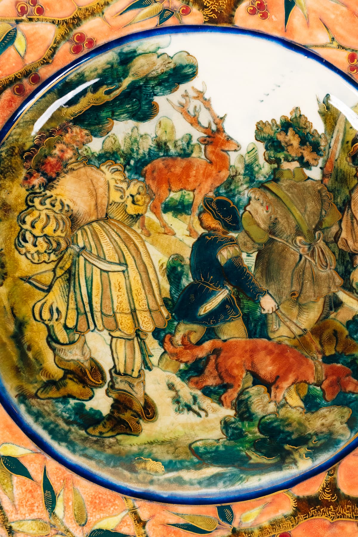 Zsolnay - Dísztányér vadászjelenettel