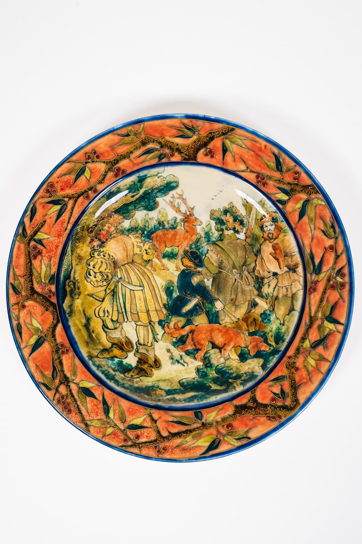 Zsolnay - Dísztányér vadászjelenettel