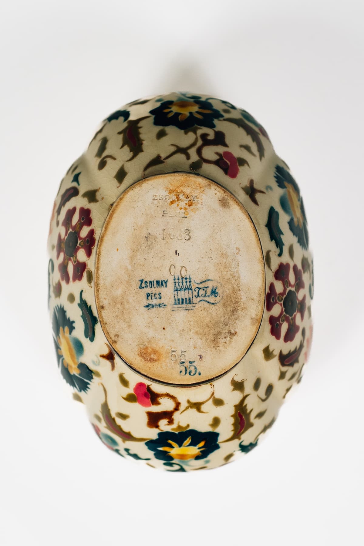 Zsolnay - Virágdíszes kaspó