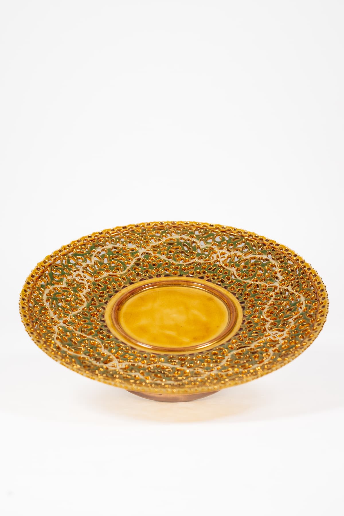 Zsolnay - Orientális-arabeszk talpas kínálótál