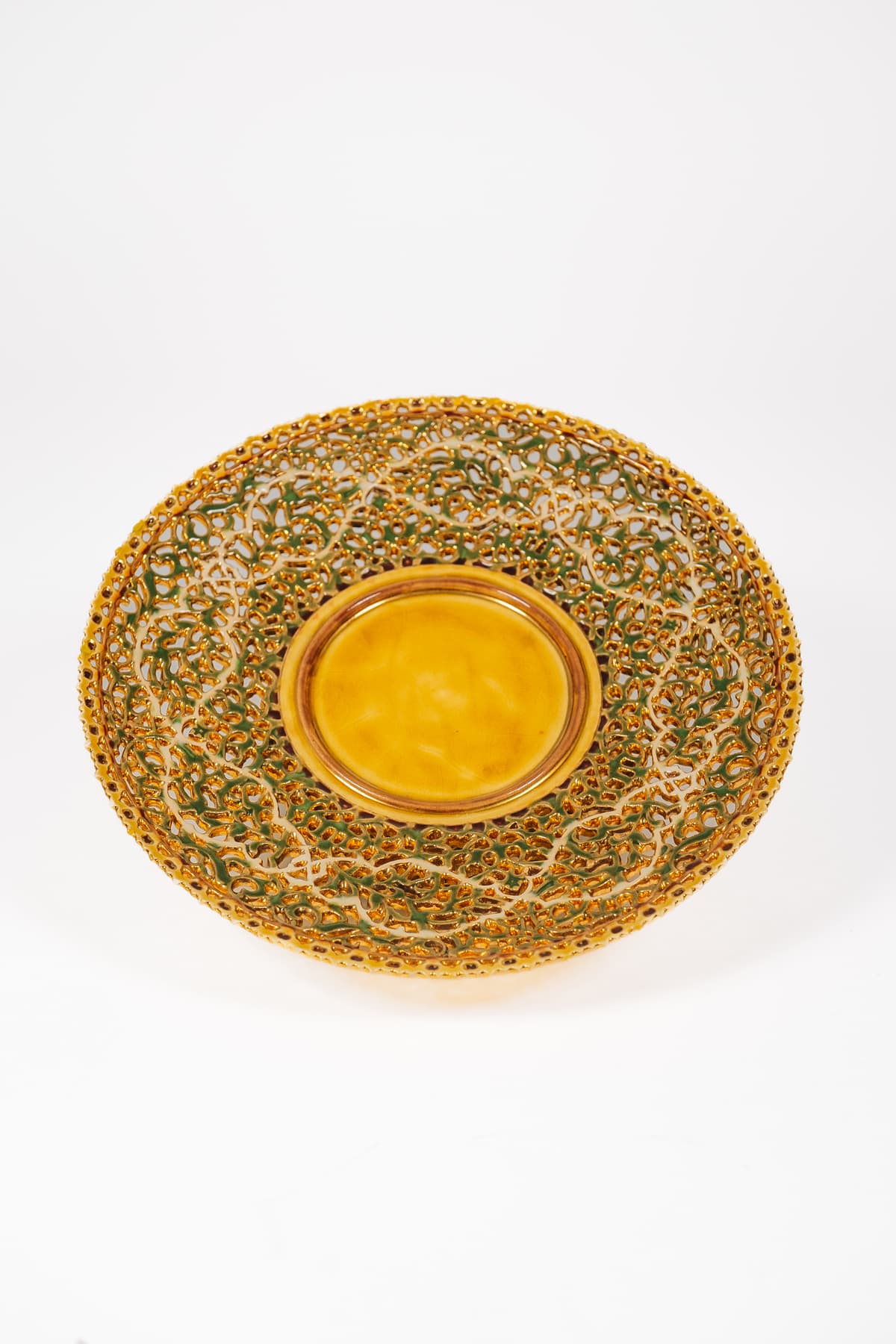 Zsolnay - Orientális-arabeszk talpas kínálótál