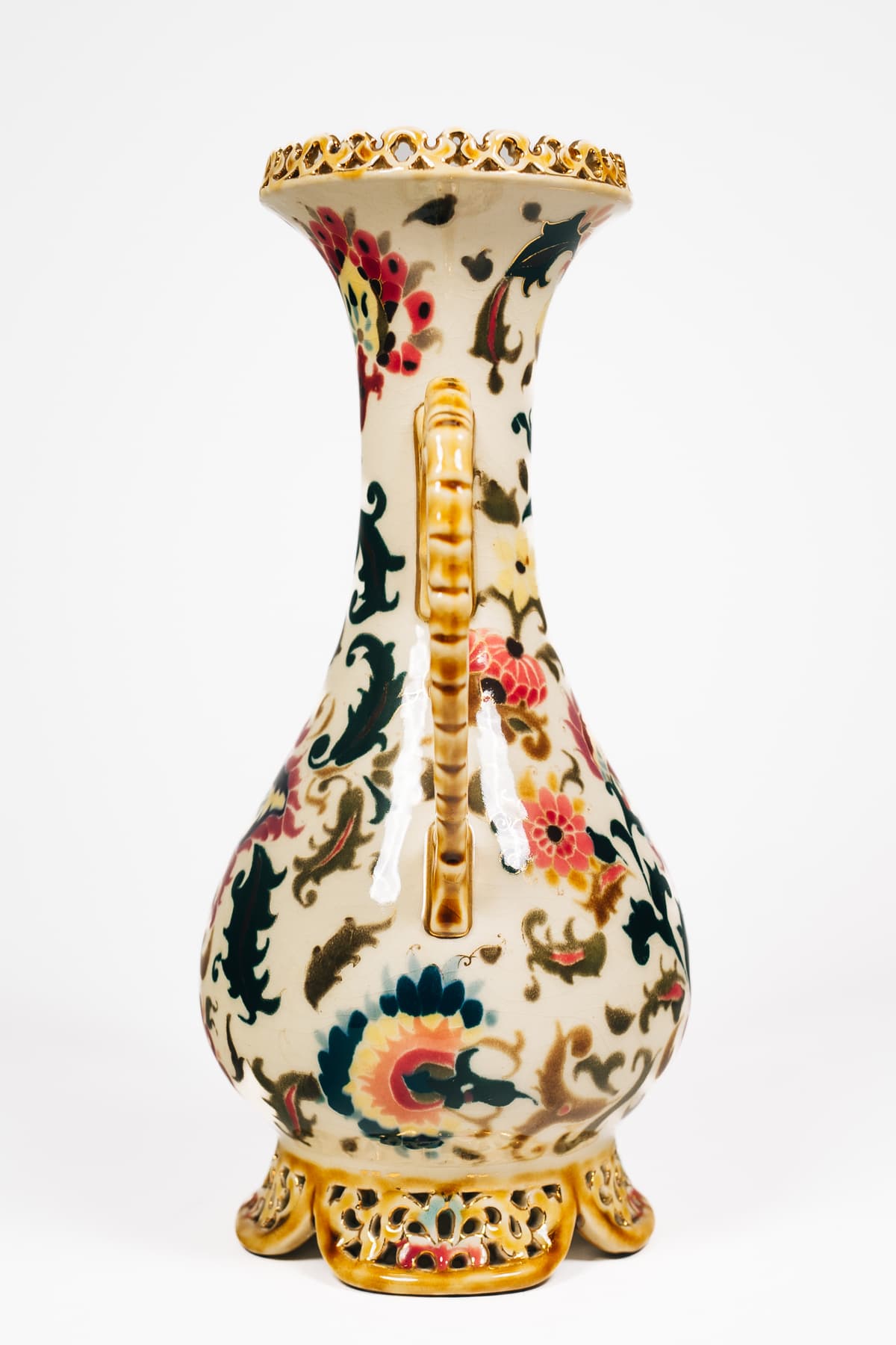 Zsolnay - Áttört füles váza