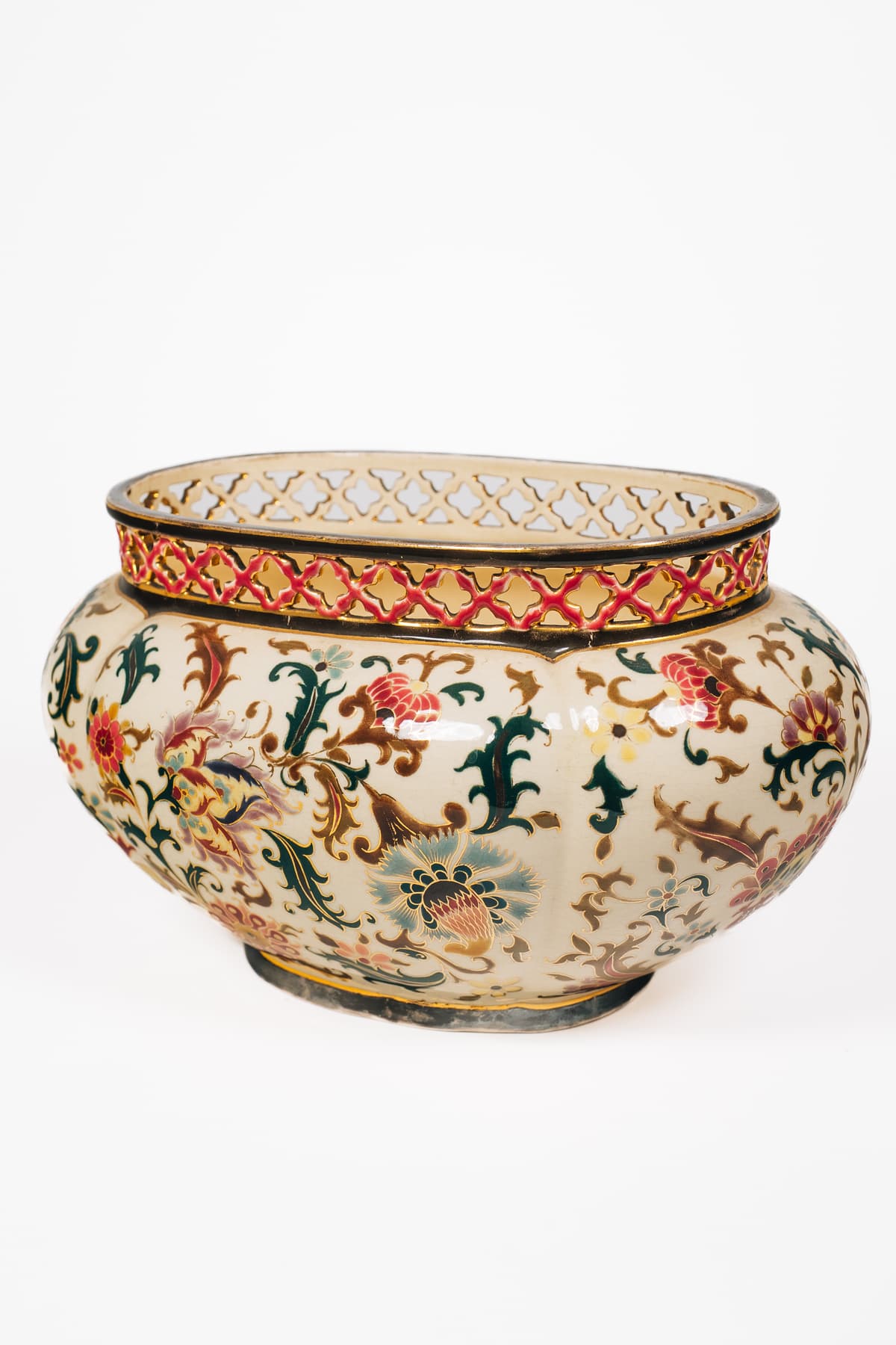 Zsolnay - Virágdíszes kaspó