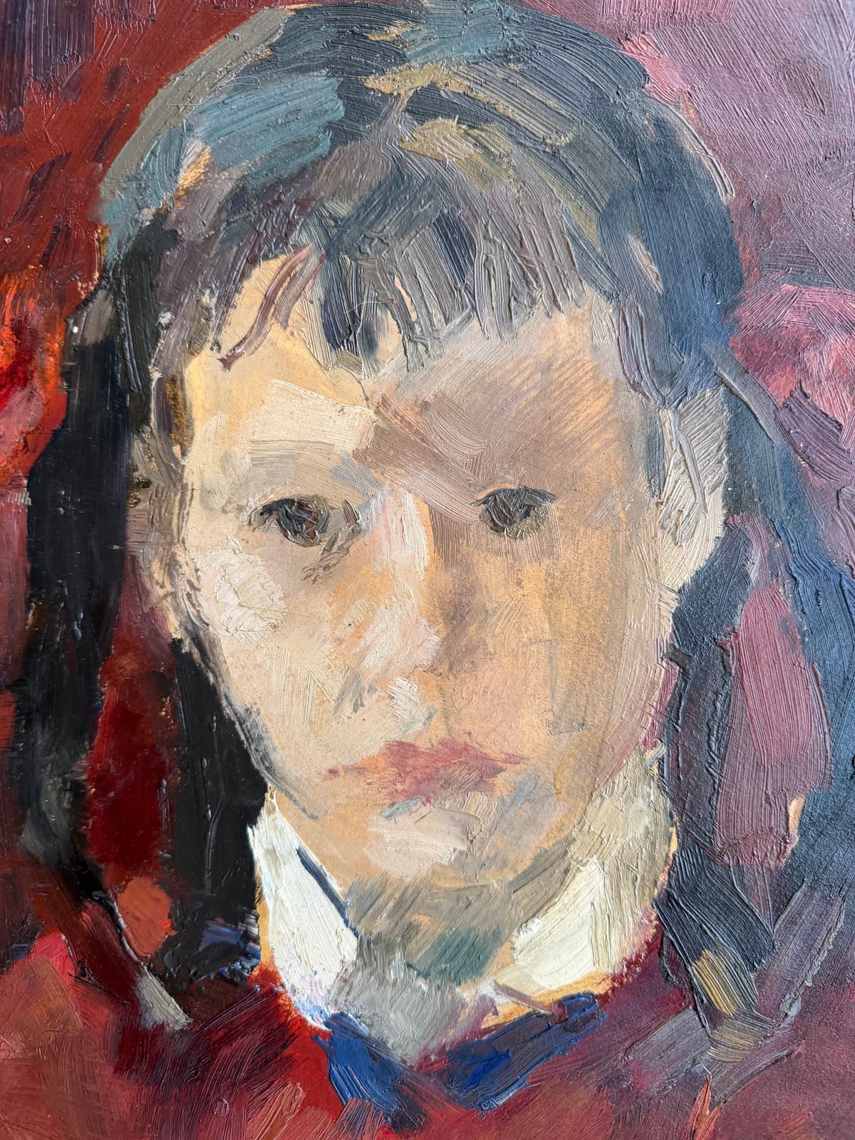 Piros masnis lányportré