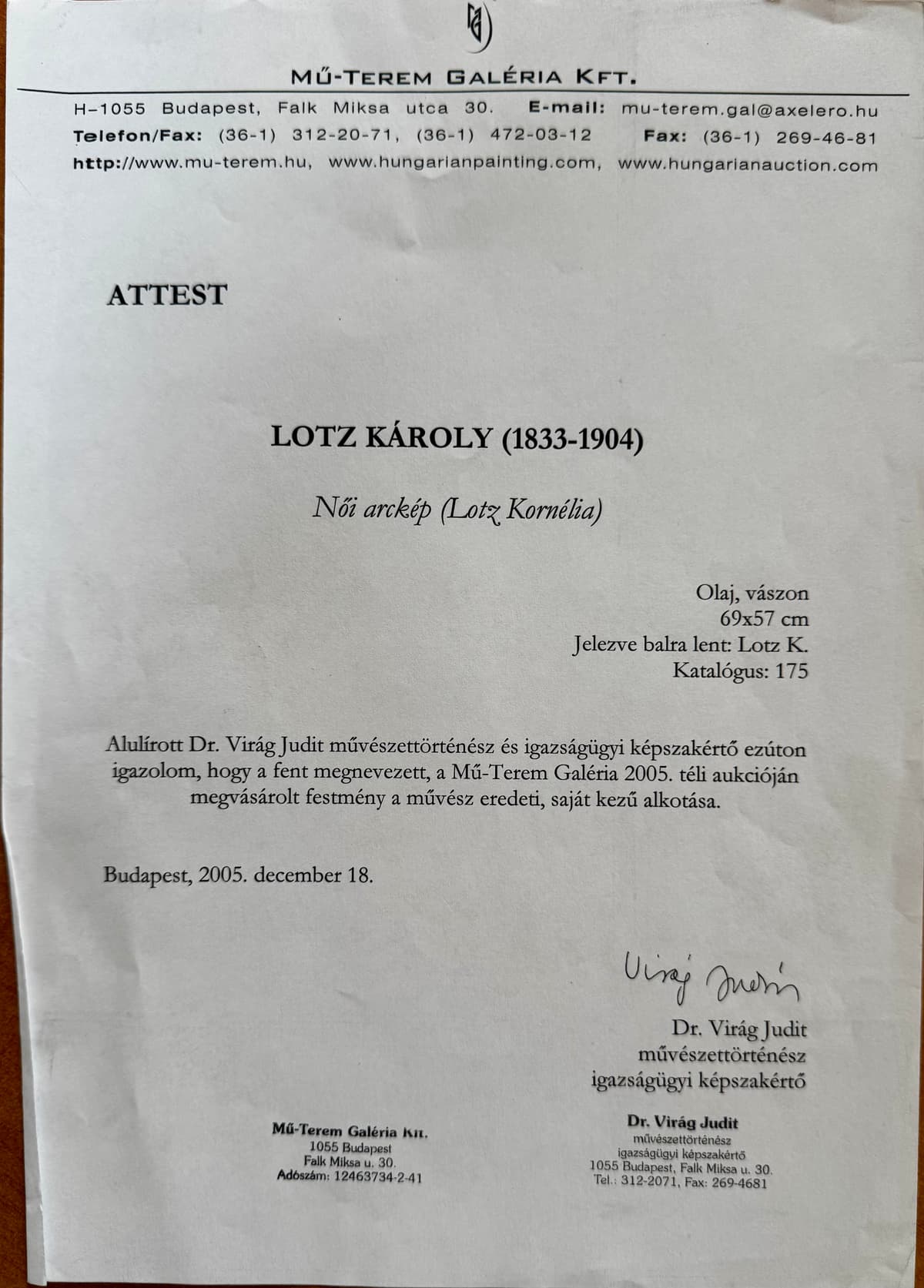 Női arckép - Lotz Kornélia