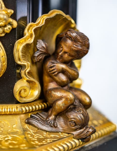 Francia kandalló óra 'Halász és fia' 19.század