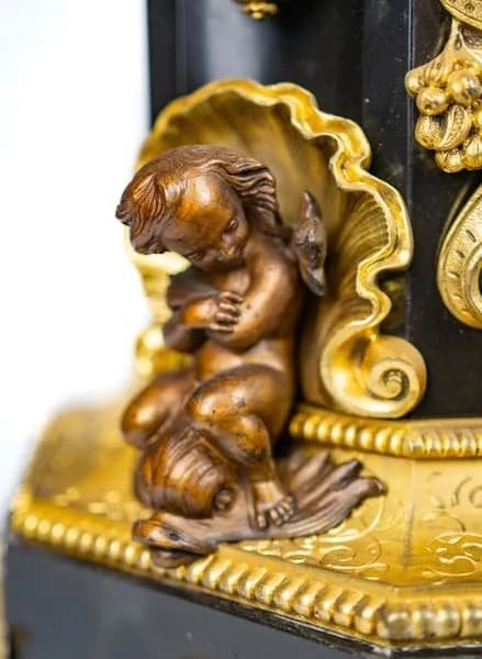 French bronze clock Fisherman and Son 19th century