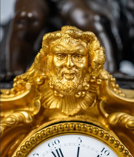 Francia kandalló óra tűzi aranyozott bronz 19.század