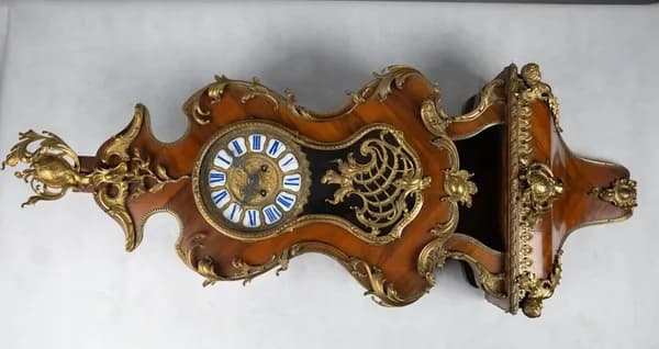 French cartell clock mahagony and gilded bronze 19th century