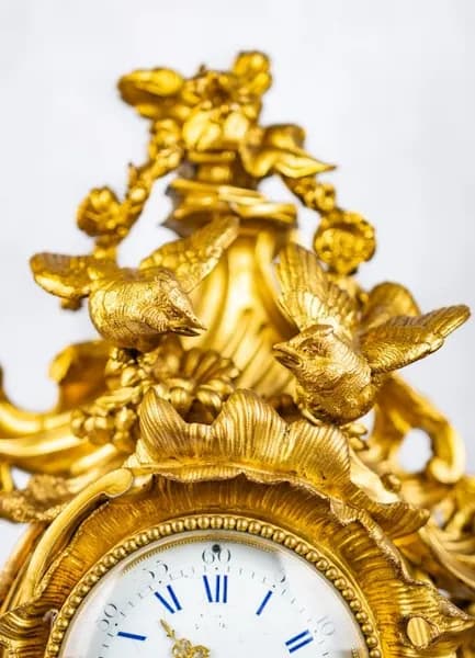 French gilded bronze clock with candelabras 19th century