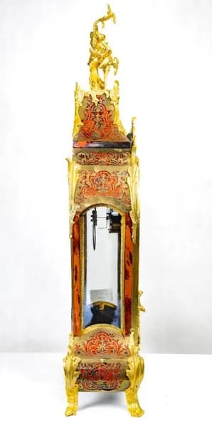 French red boulle cartell clock 19th century peacock and acchantus design Martinot á Paris