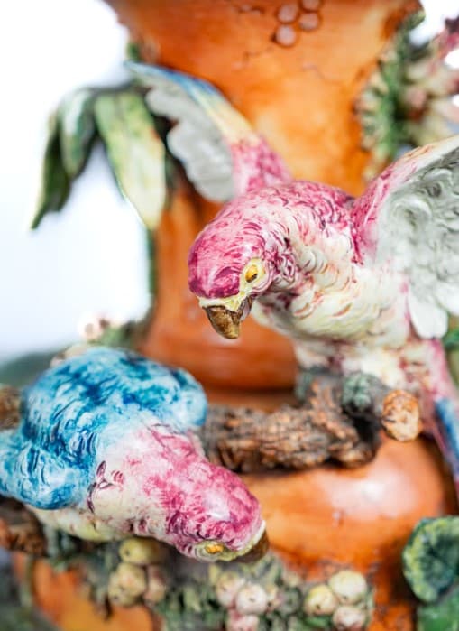 Nagyméretű papagájos váza pár 19. század