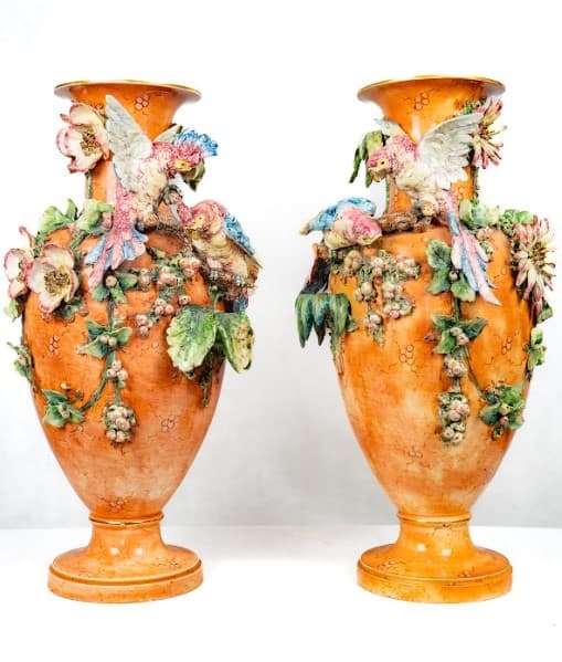 Nagyméretű papagájos váza pár 19. század