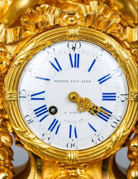 Gilded bronze mantle clock with Putti, 19th century