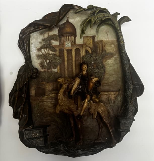 Orientalista terrakotta figurális fali dísz pár