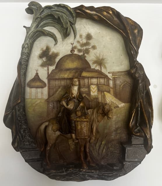 Orientalista terrakotta figurális fali dísz pár