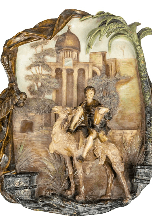 Orientalista terrakotta figurális fali dísz pár