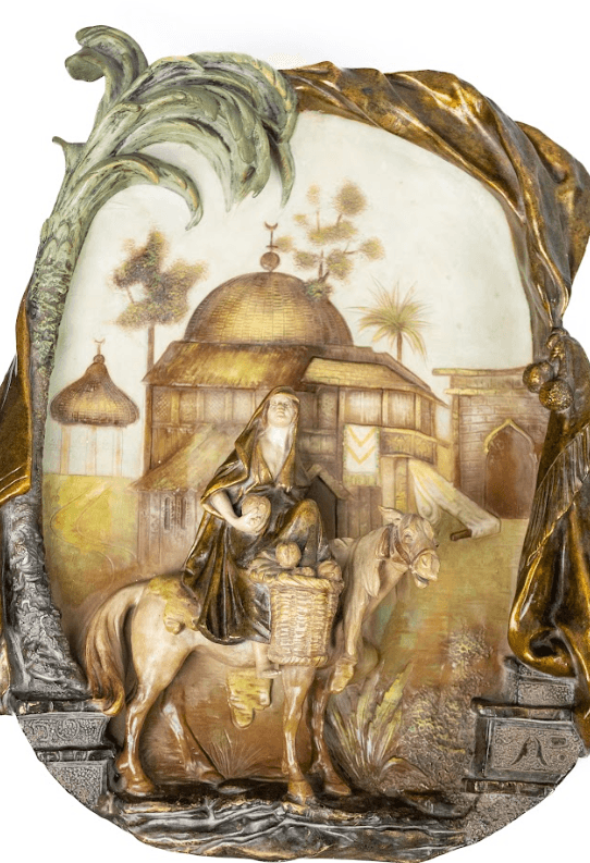 Orientalista terrakotta figurális fali dísz pár