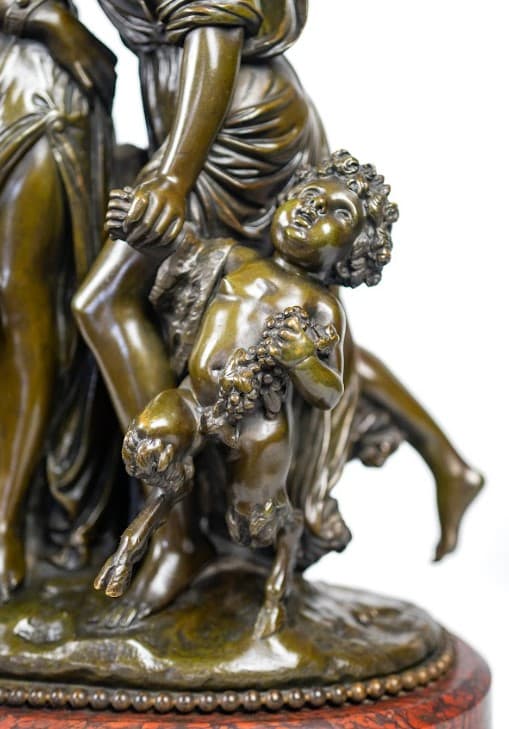 After Clodion 'Bacchanalia' bronz szobor márvány talapzattal 19.század