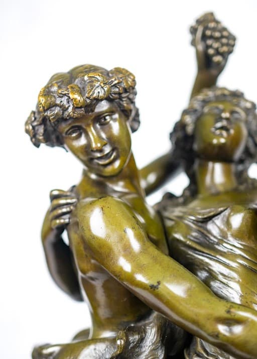 After Clodion 'Bacchanalia' bronz szobor márvány talapzattal 19.század