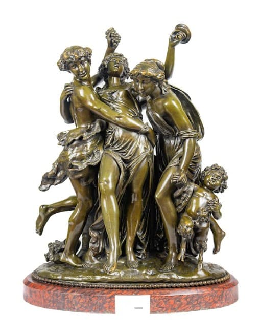 After Clodion 'Bacchanalia' bronz szobor márvány talapzattal 19.század