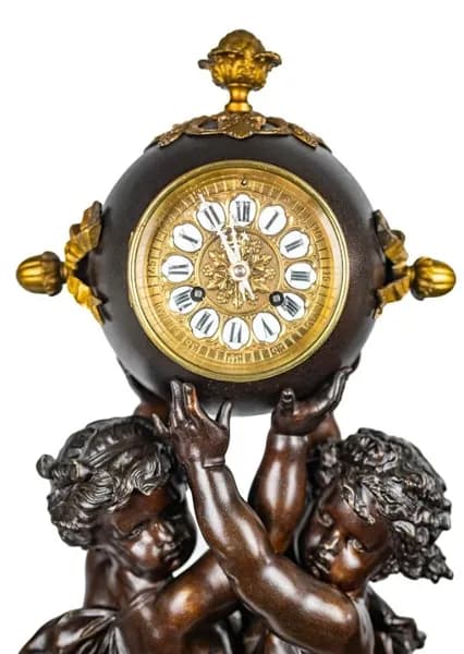 Cherubs Carrying Time By Albert Ernest Carrier-belleuse (1824-1887) clock set 19th century