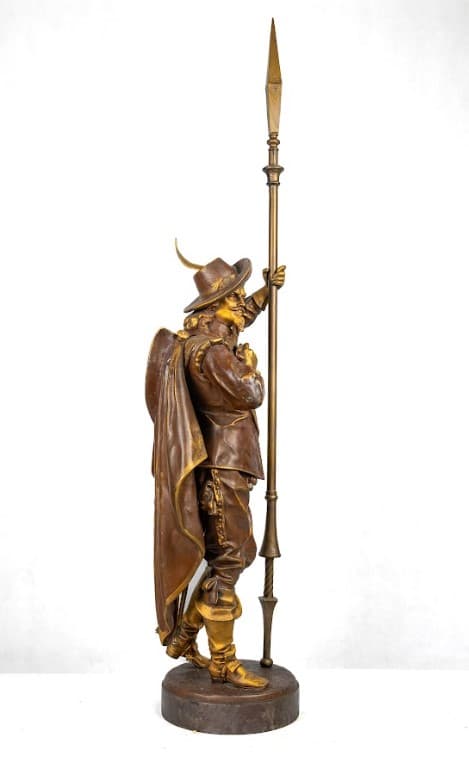 Muskétás Patinás fém ötvözet szobor