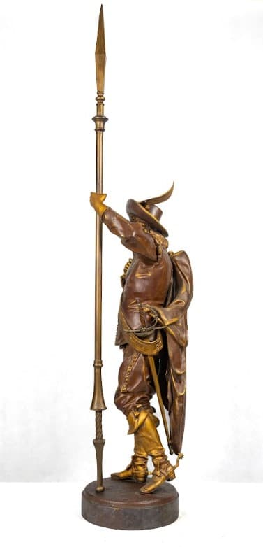 Muskétás Patinás fém ötvözet szobor