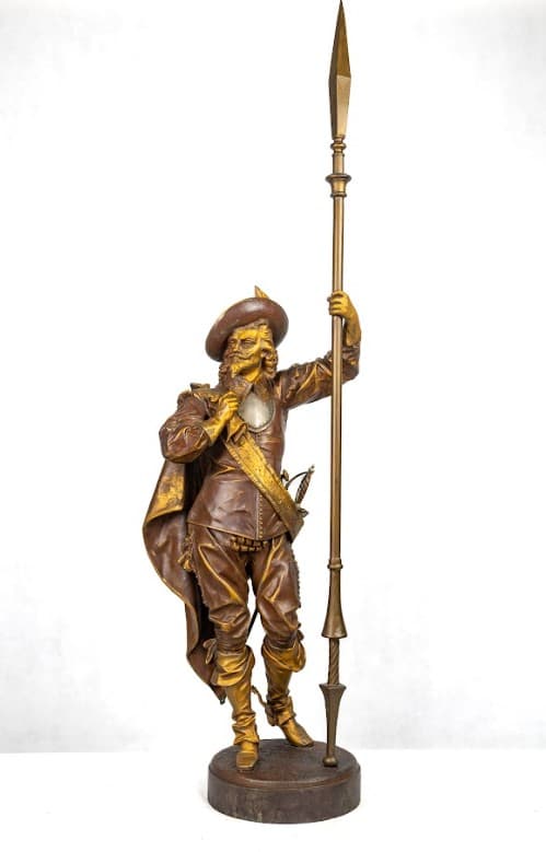 Muskétás Patinás fém ötvözet szobor