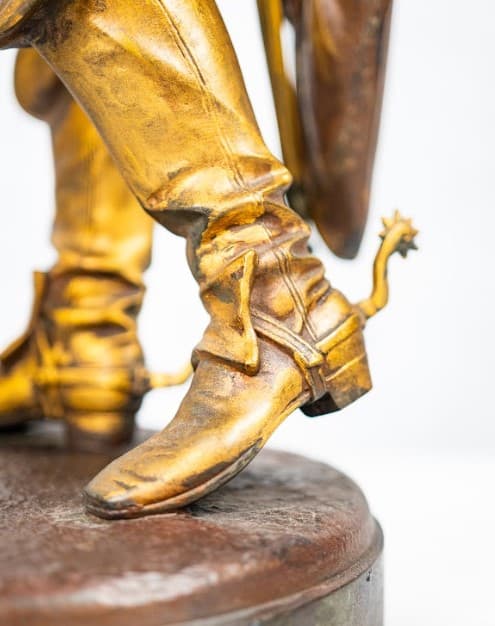 Muskétás Patinás fém ötvözet szobor