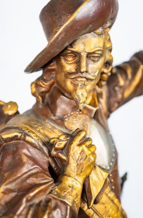 Muskétás Patinás fém ötvözet szobor