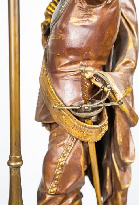 Muskétás Patinás fém ötvözet szobor