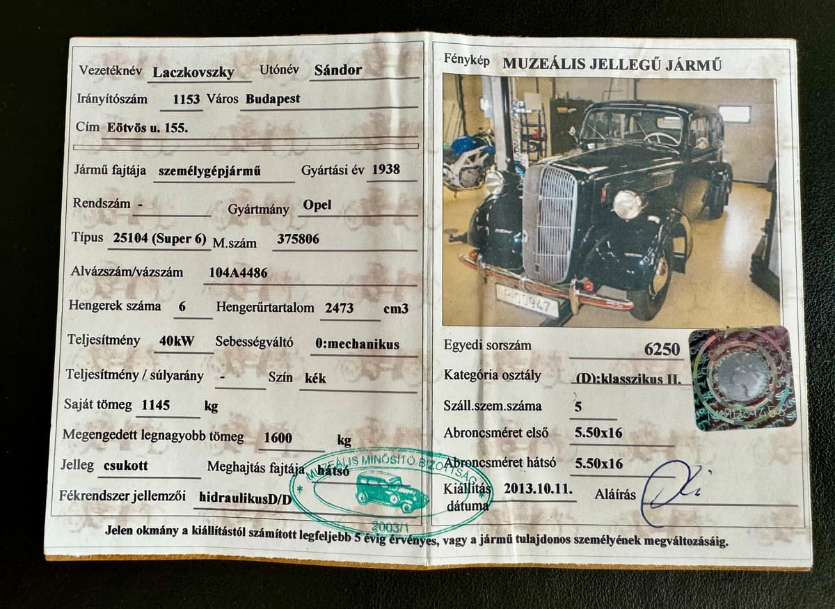 Opel Super 8 - Old Timer -  személyautó