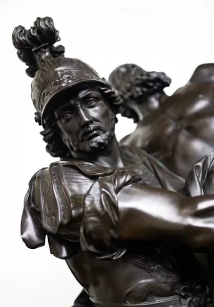 A 19th century patinated bronze figural group of Anchises, Aeneas and Ascanius