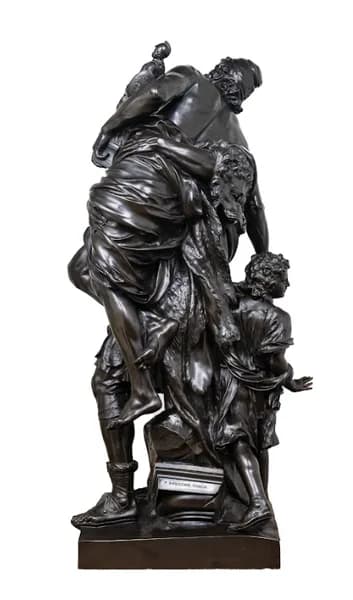 A 19th century patinated bronze figural group of Anchises, Aeneas and Ascanius