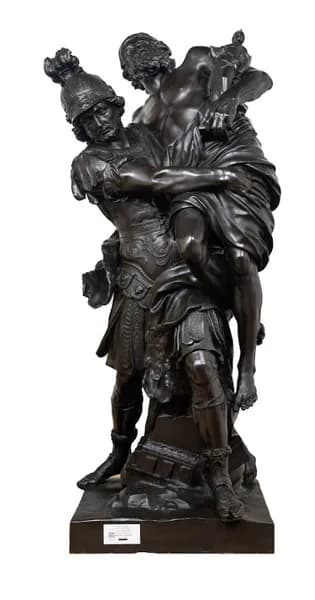 A 19th century patinated bronze figural group of Anchises, Aeneas and Ascanius