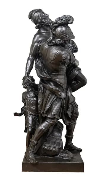 A 19th century patinated bronze figural group of Anchises, Aeneas and Ascanius