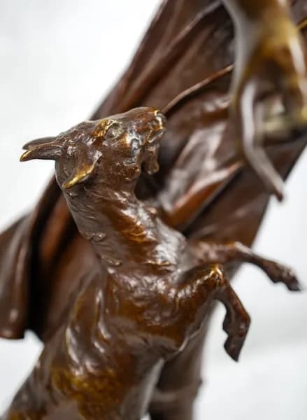 Eugene Marioton Esmeralda bronze sculpture with black marble base